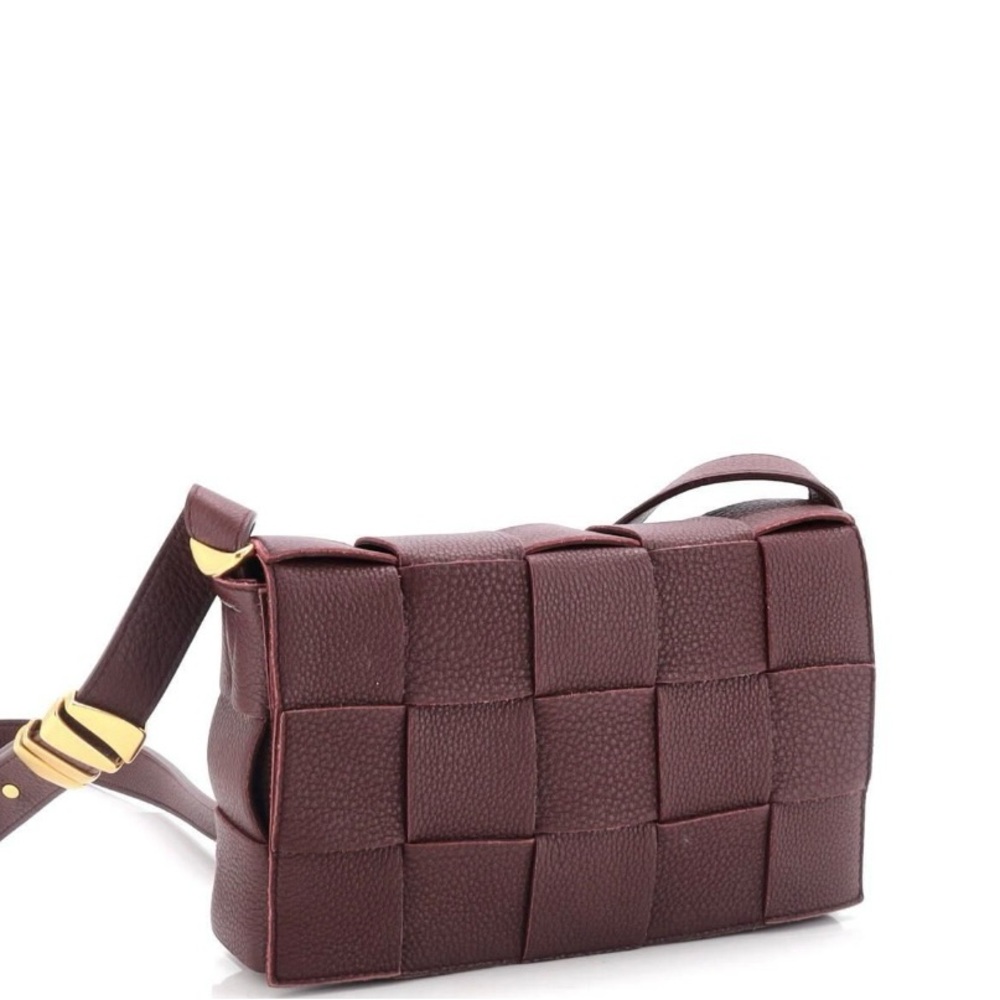 Bottega Veneta Cassette Bordeaux Crossbody Gold Hardware